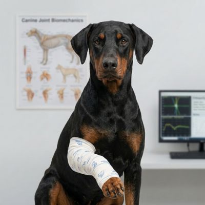 Rehabilitacija i povreda prednje noge kod dobermana veterinar ortoped Novi Sad